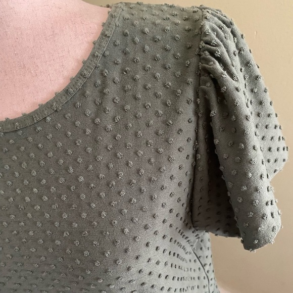 J. Crew Moss Green Flutter Sleeve Swiss Dot Tee - Picture 6 of 9